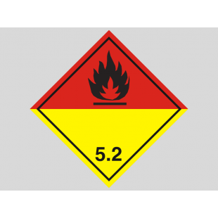 Знаки перевозки опасных грузов "КЛАСС 5.2. ОРГАНИЧЕСКИЕ ПЕРОКСИДЫ" (наклейка)