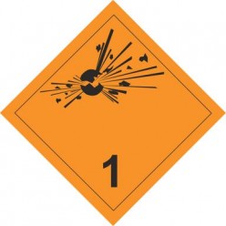 Знаки перевозки опасных грузов "КЛАСС 1, ВЗРЫВЧАТЫЕ ВЕЩЕСТВА И ИЗДЕЛИЯ" (наклейка)
